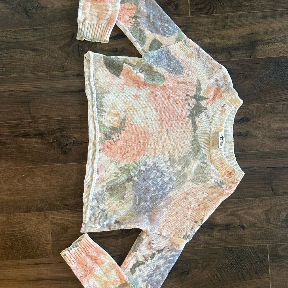 Show Me Your Mumu Floral Knit Cropped Sweater Size X-Small